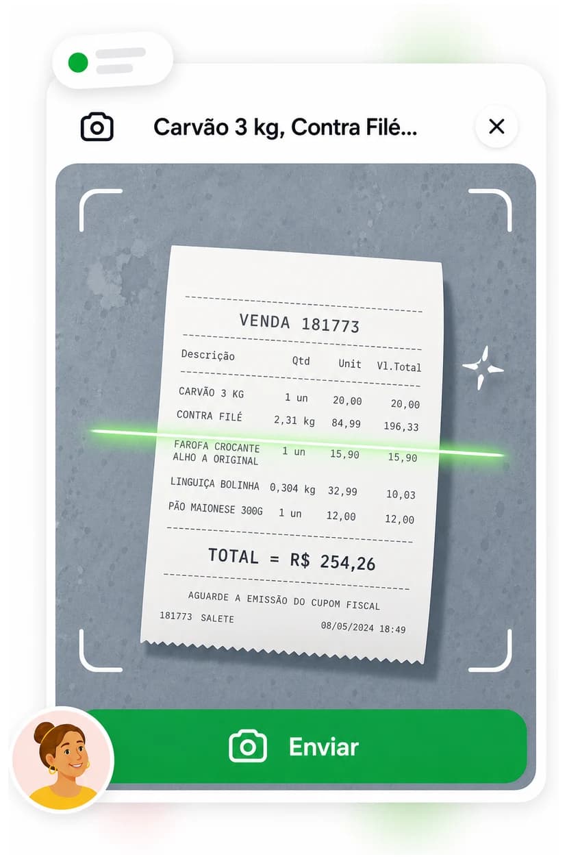 Photo of a restaurant receipt being scanned by the app